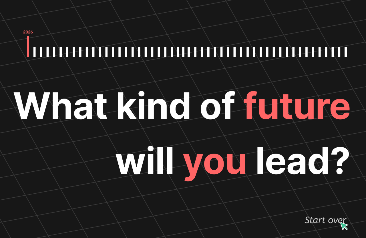 Kairos call to action screen asking what future the user will lead
