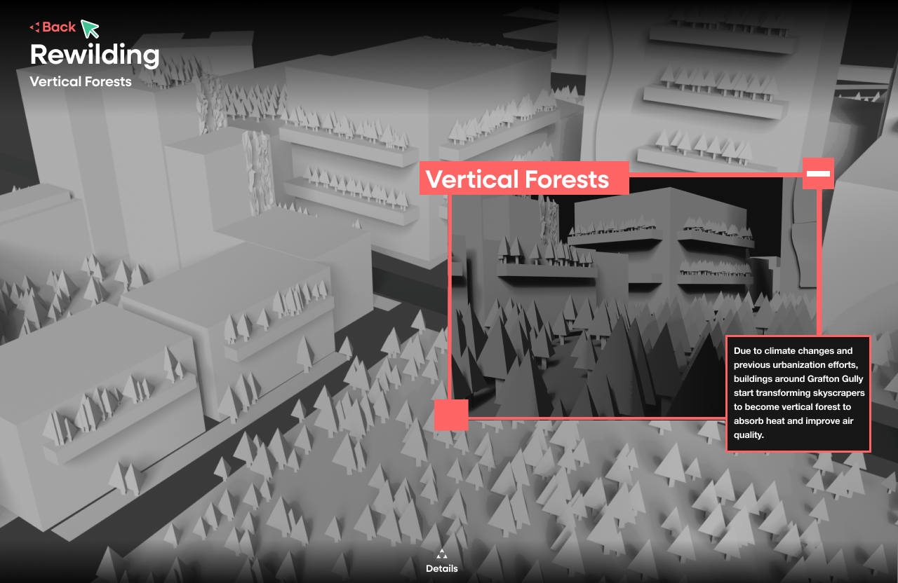 3D model hotspot showing vertical forest details
