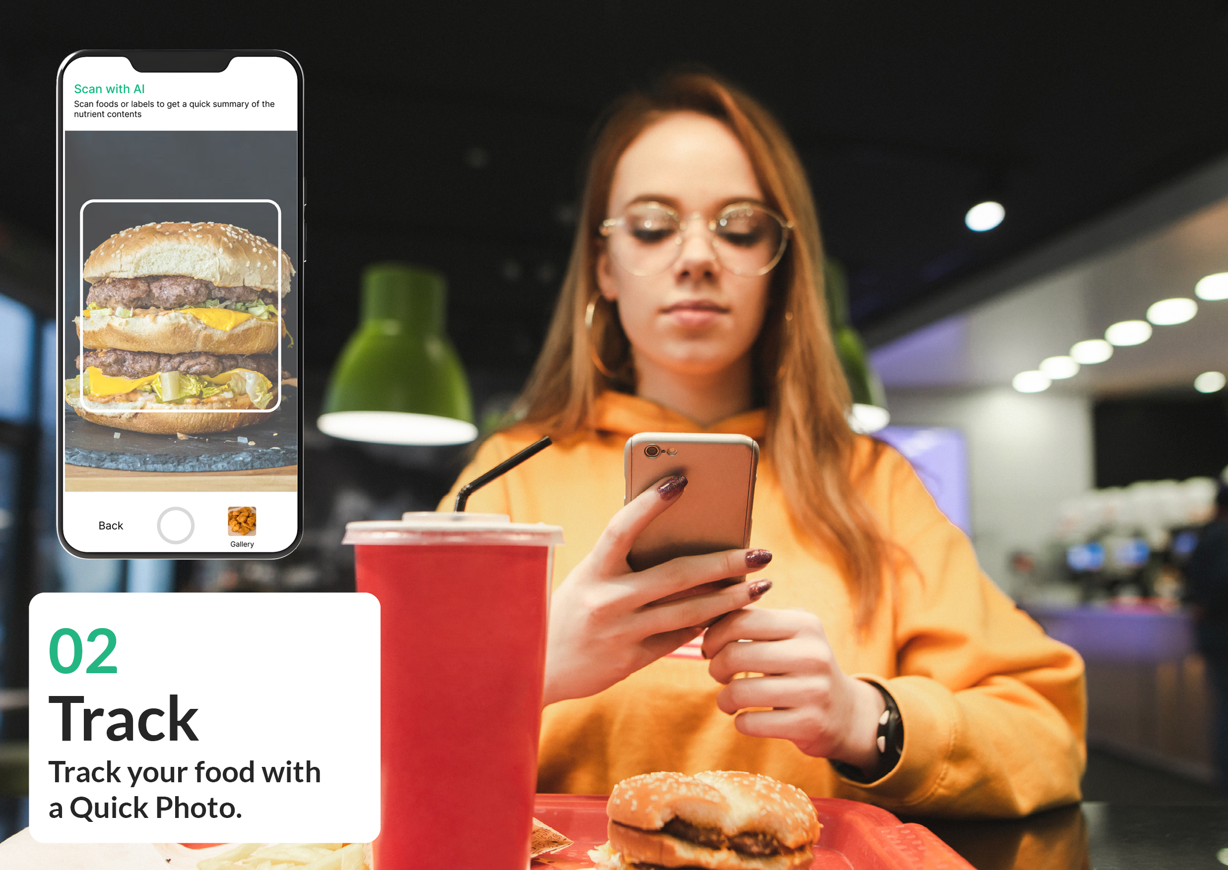Nurture AI scan feature photographing a meal