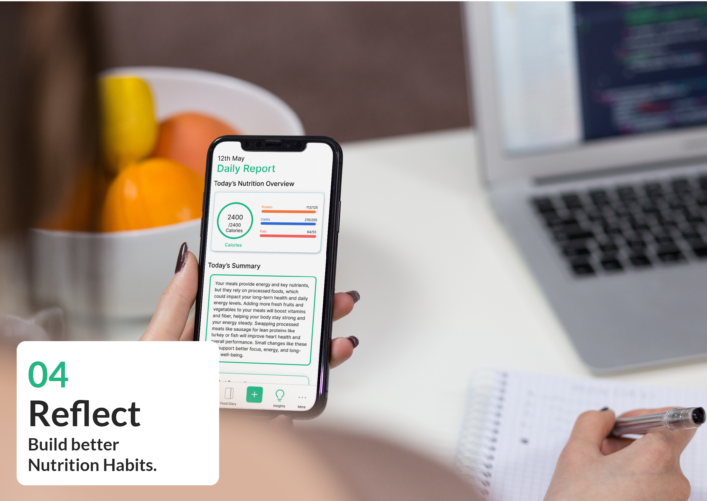 Nurture daily report summarizing nutrition for the day