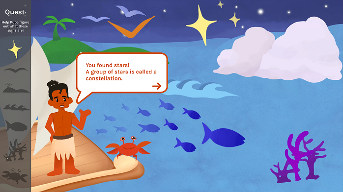 Figma prototype showing Kupe congratulating the user for finding stars